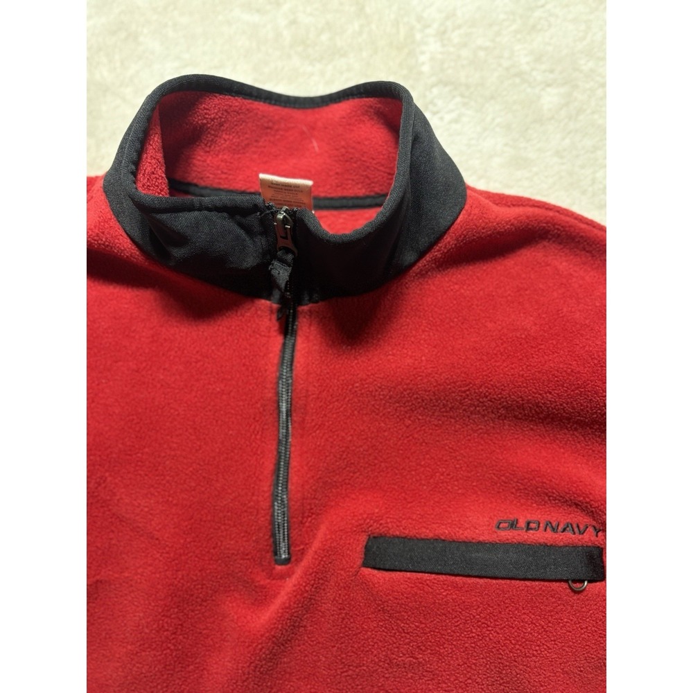 Vintage Old Navy Long Sleeve Fleece Quarter Zip Zipper Pocket Size XL Red - Picture 4 of 11